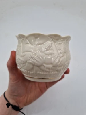 £4.99 • Buy Small Belleek Vase Floral Pattern Blue Backstamp Pot Bowl Porcelain Irish