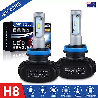 2x H11/H8 LED Headlight Globes White Low Beam 8000LM Fit Toyota Kluger 2013-2019 • $27.98