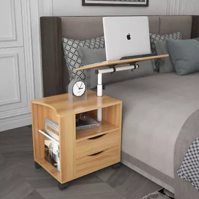 Wooden NightstandHeight AdjustableBlack，For Bedroom Living Room Dorm • $139.98