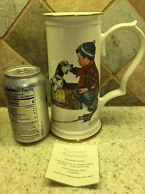 Norman Rockwell~*A BOY MEETS HIS DOG*~COLLECTORS STEIN~Gorham~8 INCHES TALL • $12.99