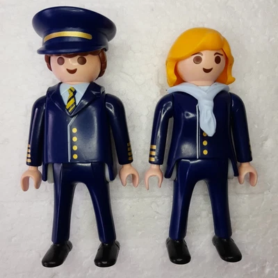 £7.99 • Buy Playmobil Pilot And Stewardess Figures Figurines From Set # 3185 Aero Line Jet