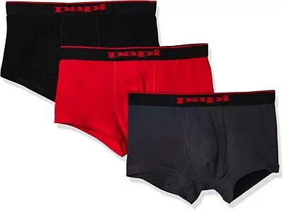 3 Pack Papi Underwear Men's Papi Cotton Stretch Brazilian Trunk - Red/Black/Gray • $19.99