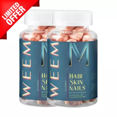 WEEM Hair Skin And Nails Gummies Supports Fast Healthy Hair Vegan Biotin 2 Pack • $49.99