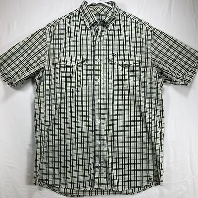 CINCH Shirt Mens Small Green Check Short Sleeve Button Vented Fishing Hiking • $18.95