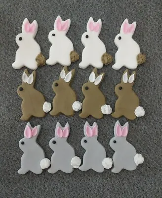 Edible Easter Fondant Bunny Rabbits Cupcake Cake Topper Decoration • £4.99