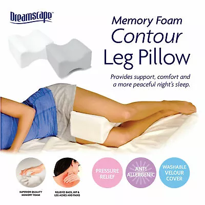 Memory Foam Knee Leg Pillow Side Sleepers Back Leg Hip Pain Pregnancy Relief • £10.95