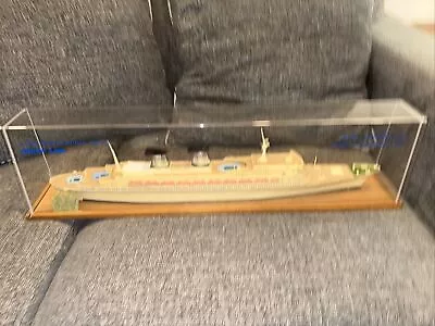 Beautiful Vintage 60’s Italian Lines SS MICHELANGELO Model Ship In Display Case • $350