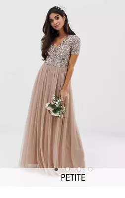 Maya Petite Bridesmaid V Neck Maxi Dress With Tonal Delicate Sequins • £29.99