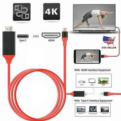 USB-C Type C To HDMI HDTV TV Cable Adapter For Samsung Galaxy S10 Note 9 MacBook • £9.01