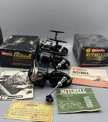 Lot Of 3 Vintage Garcia Mitchell 300 Spinning Reels +2 Box Tops +3 Booklets • $61