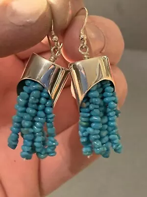 Jay King Sterling Silver DTR 925 Turquoise Bead Tassel Hook Dangle Earrings • $99.99