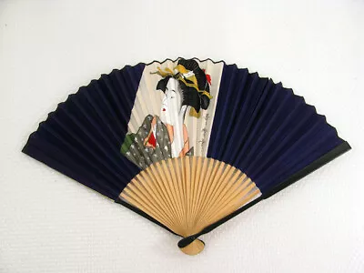 Vintage Hand Fan Geisha Sensu Folding Kimono Geisha Made In Japan Handmade • $58.99