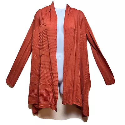 Moth Anthopologie Wool Linen Blend Orange Asymmetric Open Sweater Cardigan Sz M • $24.95