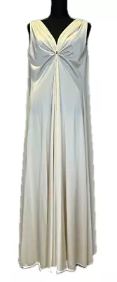Vintage 70s Claire Sandra Lucie Ann Waterfall Grecian Nightgown SZ M 34 Cream • $100