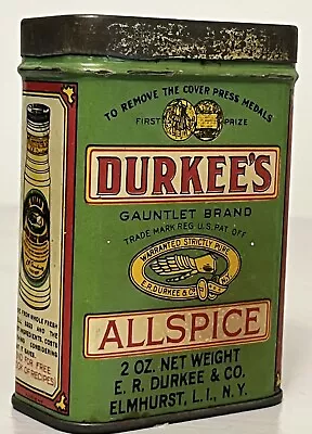 Vintage Spice TIn Durkees Allspice Green Elmhurst Country Store Graphic • $9.99