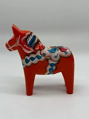 Vintage Wood Dala Horse Nils Olsson Hand Painted Swedish Folk Art 5.5  • $24.99