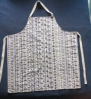 Emma Bridgewater Apron In Blue And Cream Stamp Print With Pockets • £15