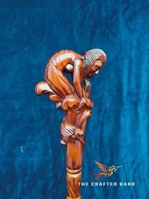 The Mermaid Queen Oceanic Royalty Handcrafted Wooden Carved Cane Honoring Gift • $195.80