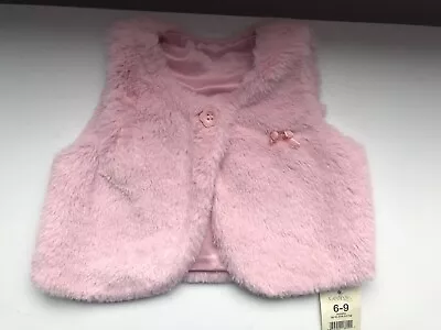 George Pink Sleeveless Fluffy Gilet Waistcoat Size 6-9 Months BNWT • £2.50