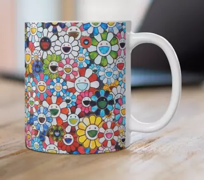 Takashi Murakami Inspired 11oz Coffee Mug Vibrant Ceramic Pop Art Cup • £14