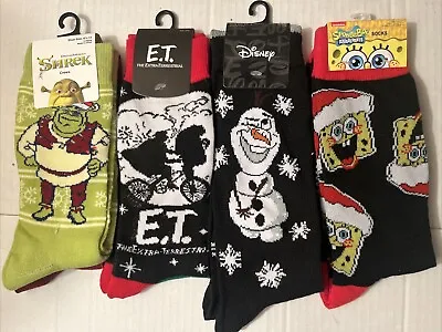 Lot Of Men’s Christmas Socks New Shriek E.T. SpongeBob Olaf • $12