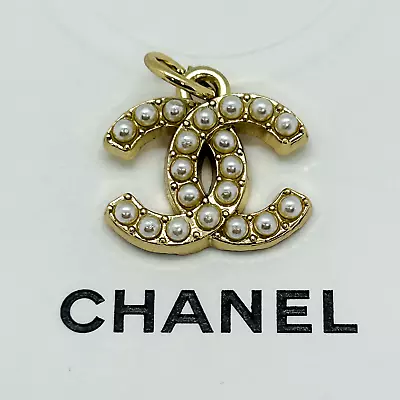 CHANEL Vintage Necklace Charm Parts Pearl X Gold 18 × 14mm With Engraving • $39.99