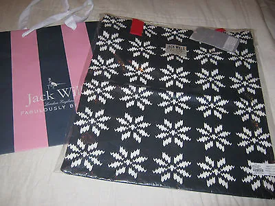 Jack Wills Tote Bag / Book Bag Ladies Navy Blue White Snowflake Design • £9.99