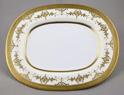 Minton Fine Bone China Raised Gilt Riverton 33cm 13  Oblong Platter 1st Perfect! • $279.80