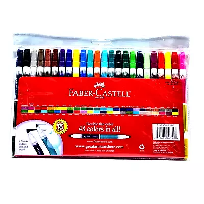 Faber-Castell 24 Duo Tip Washable Markers Sealed Pouch 48 Colors 2 Widths • $15