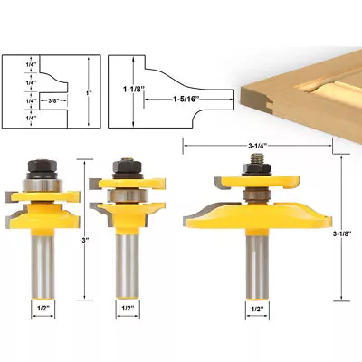 3pcs 1/2'' Shank Ogee Raised Panel Cabinet Door Router Bits Set Panel Raiser Bit • £33.48