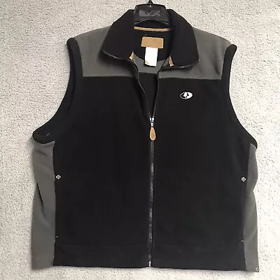 MOSSY OAK Vest Mens Large Black Fleece Treeline Sleeveless Full Zip Pockets Logo • $22.95