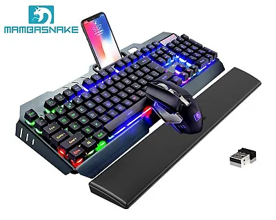 $22.99 • Buy Wireless Gaming Keyboard And Mouse,Rainbow Backlit Rechargeable Keyboard  104key