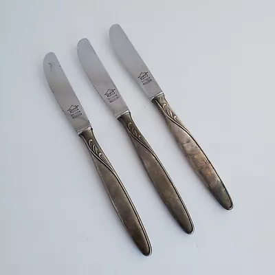 3 Vintage Bergisch Solingen Rostfrei 100 Flatware Silver Plated Butter Knives  • $41.87