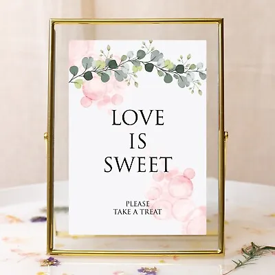 Wedding Reception Sign Love Is Sweet Sweet Cart Eucalyptus - Size A3 A4 A5 • £6.99