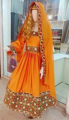 Afghan Kuchi Tribal Orange With Embroidery Beautiful Afghani Traditional Vintage • $110