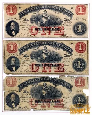 Richmond Virginia Treasury Note (1862) 3x $1 * Quality Art Print * Artful Design • $38.95