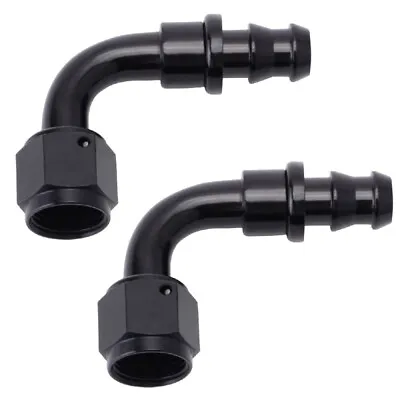 $9.99 • Buy 2× 90 Degrees Push On Lock Hose Fitting 6AN 8AN 10AN Oil/Fuel/Gas Line Adapter