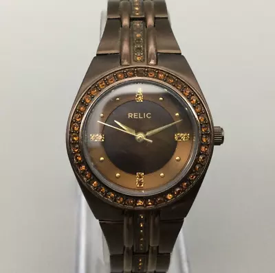 $19.99 • Buy Relic Watch Women Metallic Brown  Round Pave 50M Stainless New Battery 6.25 