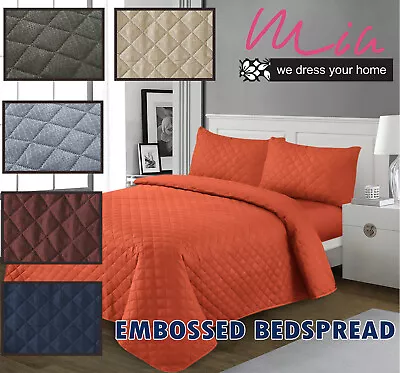  Luxury 3 PCs Bedspread Embossed Quilted Bed Throw Single Double King Size • £15.99