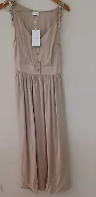 VILA Label Womens BNWT Beige Long Boho Relaxed Vimorose Maxi Dress Size 34 • $65