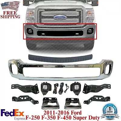 Front Bumper Chrome Kit With Brackets For 2011-2016 Ford F-250 F-350 Super Duty • $690.88