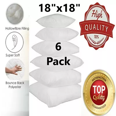£11.25 • Buy Cushion Pads Pack Of 6 Extra Deep Filled 18 X18  Inches Inserts Fillers Scatters
