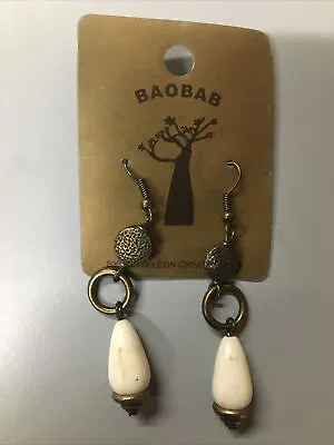 Baobab Chameleon Creations Jewelry Earrings From A South Africa White Turquoise? • $15