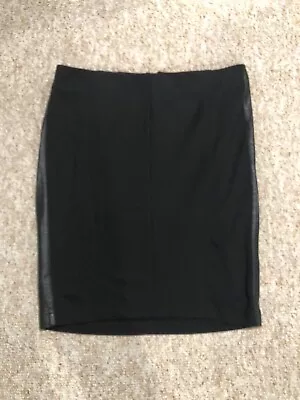 Lane Bryant Black Straight Skirt Vinyl Stripe On Sides With Gold Zipper SZ 16 • $25