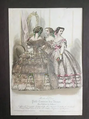 1857 FASHION PLATE COSTUME. ANTIQUE HAND COLOURED ENGRAVED PRINT 28cmX19cm (A 1) • £10