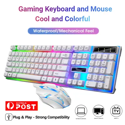 $22.99 • Buy G21B Gaming Keyboard And Mouse Set For PC Laptop Rainbow Backlight USB Plastic