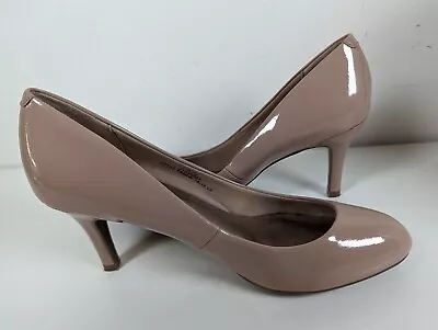 M&S Collection Insolia Nude Patent Leather High Stiletto Heel Court Shoes UK 5.5 • £10.99