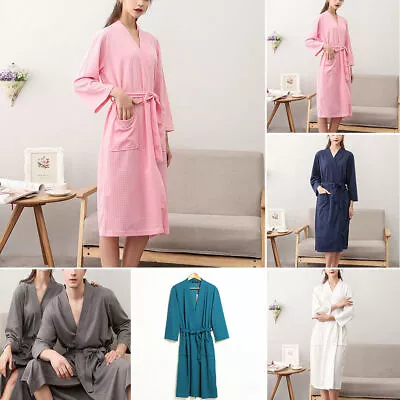 Mens Womens Summer Lightweight Waffle Bath Robe Dressing Gown Robe 40-100KG • £23.58