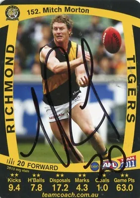 AFL Teamcoach 2011 #152 Richmond Mitch Morton Autographed Card • $7.50