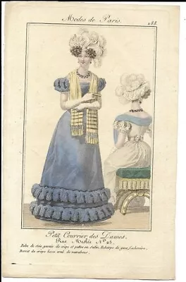 Petit Courrier Des Dames  Modes De Paris  Regency Fashion  March 1825  Plate 288 • £12.99